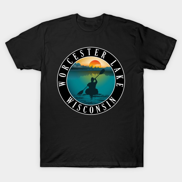 Worcester Lake Wisconsin Kayaking T-Shirt by BirdsEyeWorks